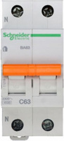 Выключатель автоматический двухполюсный 63А 1п+N С ВА63 4.5кА Schneider Electric 11219