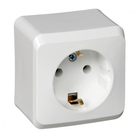 ЭТЮД Розетка наружная с заземлением без шторок белая Systeme Electric PA16-003B