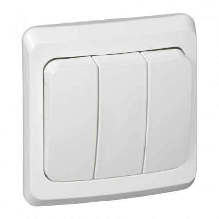 ЭТЮД Выключатель трехклавишный скрытый белый Systeme Electric BC10-003B