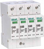 Ограничитель перенапряжения четырехполюсный ОП-101 4п 40кА С 420В Dekraft 18018DEK