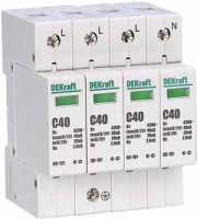 Ограничитель перенапряжения четырехполюсный ОП-101 4п 40кА С 420В Dekraft 18018DEK
