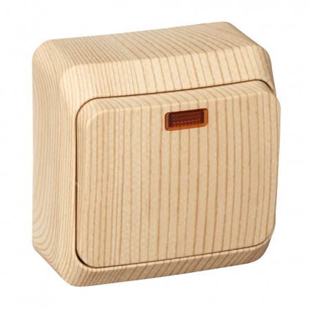 ЭТЮД Выключатель одноклавишный наружный с подсветкой сосна сх.1 Systeme Electric BA10-005D