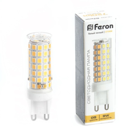 LB-434 38146 Лампа светодиодная LED 9вт 230в G9 теплый капсульная FERON 