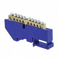 Шина нулевая 63.10 изолятор на DIN-рейку латунь EKF sn0-63-10-d