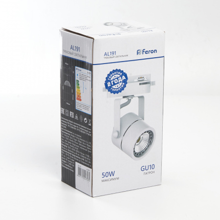 Светильник трековый на шинопровод ДПО GU10 без лампы белый FERON AL191 41591