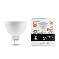 Лампа светодиодная LED 9 Вт 640 лм 3000К AC180-240В GU5.3 софит MR16 теплая Elementary GAUSS 13519