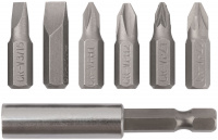 Биты набор 6 шт, CrV 25 мм + адаптер FIT 57660