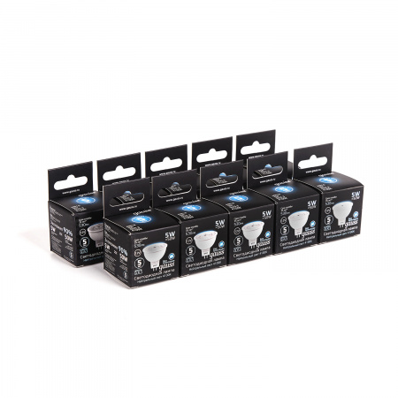 Лампа светодиодная LED 5 Вт 530 лм 4100К DC12В GU5.3 софит MR16 нейтральный Низковольтная Black GAUSS 201505205