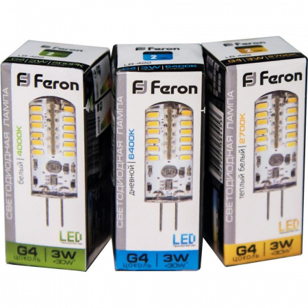 Лампа светодиодная LED 3вт 12в G4 белый капсульная FERON LB-422 25532