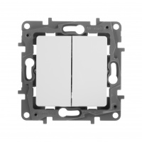 ETIKA Выключатель двухклавишный белый на безвинтовые зажимы 10АХ Legrand/Daccord 672202