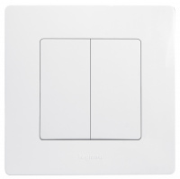 ETIKA Выключатель двухклавишный белый на безвинтовые зажимы 10АХ Legrand/Daccord 672202