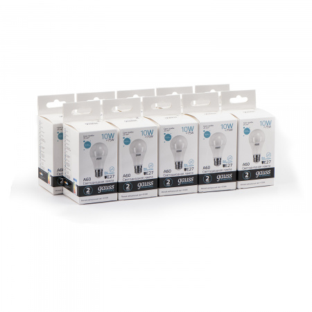 Лампа светодиодная LED 10 Вт 920 лм 4100К AC180-240В E27 А60 (груша) нейтральный Elementary GAUSS 23220