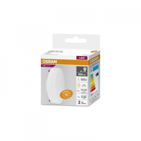 Лампа светодиодная LED 10 Вт GX53 3000К 800Лм таблетка 220 В (замена 75Вт) OSRAM LEDVANCE 4058075582064