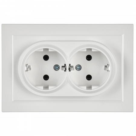 BRITE Розетка двойная с заземлением без защитных шторок 16А в сборе РС12-3-БрБ белый IEK BR-R21-16-K01-F