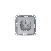 Розетка ATLASDESIGN с заземлением со шторками 16А механизм алюминий Systeme Electric ATN000345