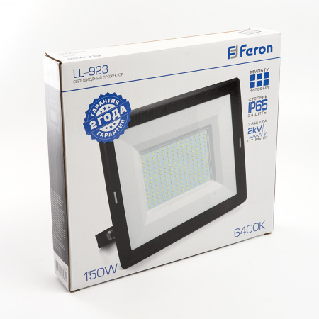 Прожектор светодиодный ДО-150w 6400К 14250Лм IP65 черный FERON LL-923 32104