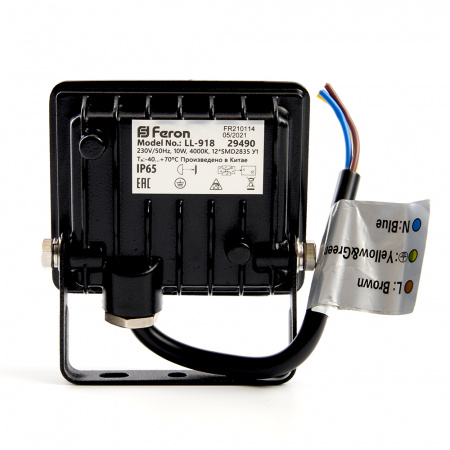 LL-918 29490 Прожектор светодиодный ДО-10w 4000К 800Лм IP65 черный FERON 