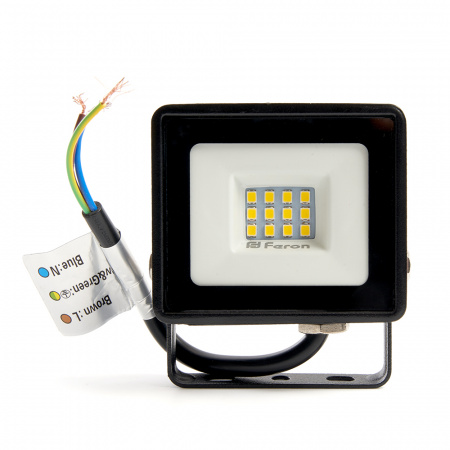 LL-918 29490 Прожектор светодиодный ДО-10w 4000К 800Лм IP65 черный FERON 