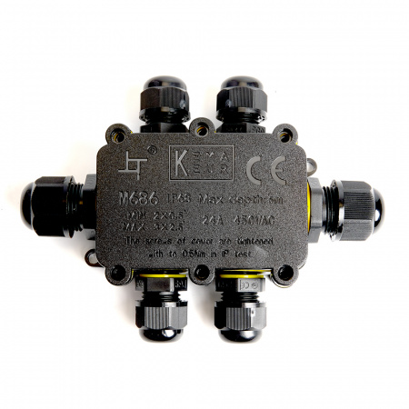 LD526 49124 Коробка распределительная водонепроницаемая 6 выходов, с клеммой в комплекте, STEKKER 