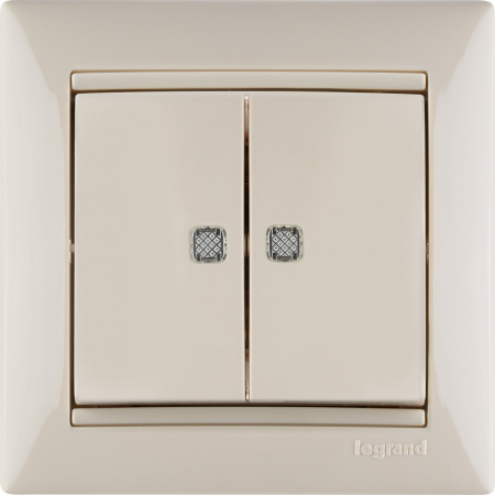 VALENA Выключатель двухклавишный c подсветкой в рамку слоновая кость Legrand 774328