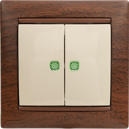 VALENA Выключатель двухклавишный c подсветкой в рамку слоновая кость Legrand 774328