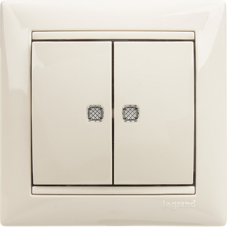 VALENA Выключатель двухклавишный c подсветкой в рамку слоновая кость Legrand 774328