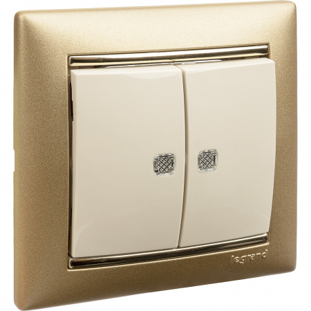 VALENA Выключатель двухклавишный c подсветкой в рамку слоновая кость Legrand 774328