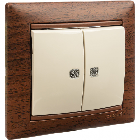 VALENA Выключатель двухклавишный c подсветкой в рамку слоновая кость Legrand 774328