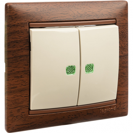 VALENA Выключатель двухклавишный c подсветкой в рамку слоновая кость Legrand 774328