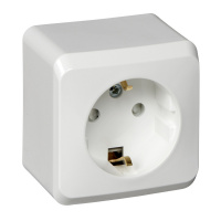 ЭТЮД Розетка наружная с заземлением со шторками белая Systeme Electric PA16-004B