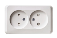 ЭТЮД Розетка двойная наружная без заземления со шторками белая Systeme Electric PA16-006B