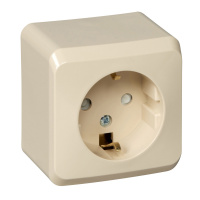 ЭТЮД Розетка наружная с заземлением со шторками бежевая Systeme Electric PA16-004K