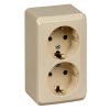 ЭТЮД Розетка двойная наружная с заземлением без шторок бежевая Systeme Electric PA16-007K
