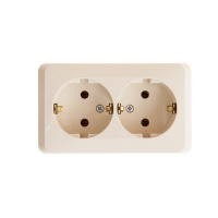 ЭТЮД Розетка двойная наружная с заземлением без шторок бежевая Systeme Electric PA16-007K