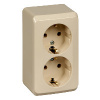 ЭТЮД Розетка двойная наружная с заземлением без шторок бежевая Systeme Electric PA16-007K