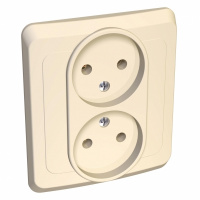 ЭТЮД Розетка двойная скрытая без заземления без шторок бежевая Systeme Electric PC16-005K
