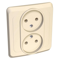 ЭТЮД Розетка двойная скрытая без заземления без шторок бежевая Systeme Electric PC16-005K
