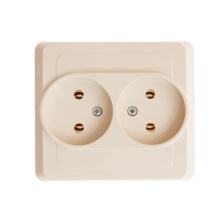 ЭТЮД Розетка двойная скрытая без заземления без шторок бежевая Systeme Electric PC16-005K