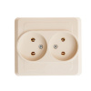 ЭТЮД Розетка двойная скрытая без заземления без шторок бежевая Systeme Electric PC16-005K