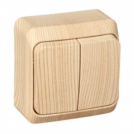 ЭТЮД Выключатель двухклавишный наружный сосна сх.5 Systeme Electric BA10-002D