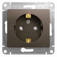 GLOSSA Розетка с заземлением со шторками шоколад в рамку Systeme Electric GSL000845