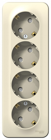 Розетка BLANCA наружная четырехпостовая, с заземлением, со шторками, с изолирующей пластиной, 16А, 250В, молочный Systeme Electric BLNRA011412