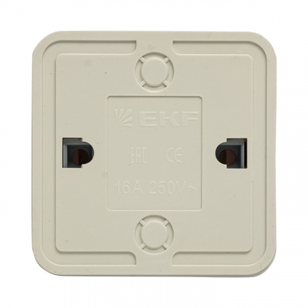 Рим Розетка 16А с заземлением белая с защитными шторками EKF ENR16-028-100