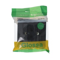 GLOSSA Розетка с заземлением со шторками с крышкой IP44 антрацит в сборе Systeme Electric GSL000748