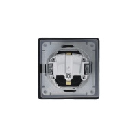 GLOSSA Розетка с заземлением со шторками с крышкой IP44 антрацит в сборе Systeme Electric GSL000748