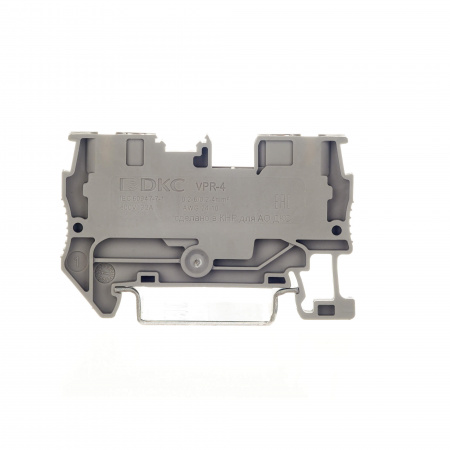 VPR-4-GY Клемма проходная , зажим push-in, 2 точки подключения, 4 кв.мм, серая DKC 