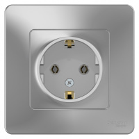 BLANCA скрытой установки розетка с заземлением без шторок, 16А, 250В, алюминий Systeme Electric BLNRS001013