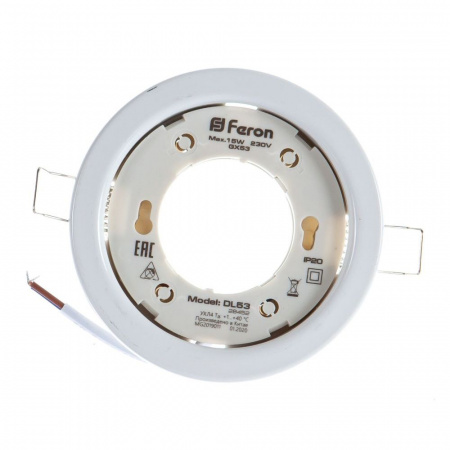 DL53 28452 Светильник ДВО-15w GX53 без лампы белый FERON 