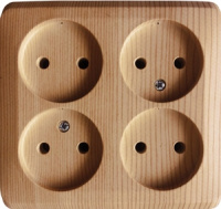 ЭТЮД Розетка четырехместная наружная без заземления без шторок 16А 250B сосна Systeme Electric PA16-205D