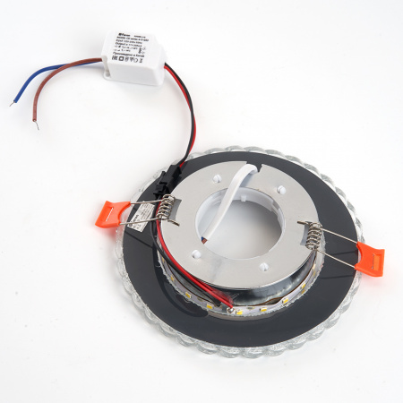 CD4021 29474 Светильник ДВО-15w GX53 без лампы со светодиодной подсветкой 4000К хром с прозрачным стеклом FERON 